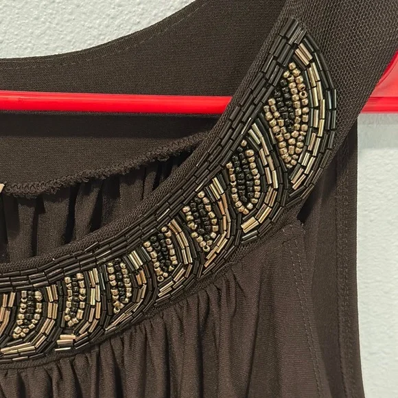 HAANI Little Black Beaded Sleeveless midi Dress size XL Wedding funeral cocktail - Picture 11 of 13